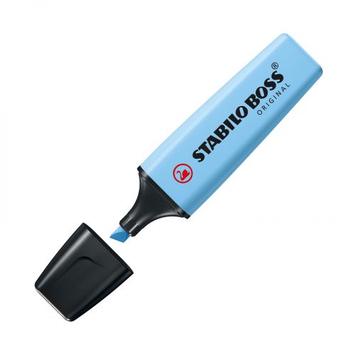 STABILO BOSS Pastel Highlighter Breezy Blue 70/112. New pastel STABILO Highlighter in breezy blue colour.