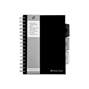 Pukka Pad A5 Black Project Book. High quality black A5 project book with dividers.