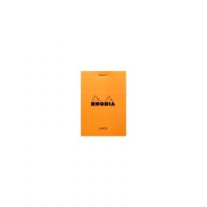 The Rhodia No 11 A7 Notepad Lined in Orange. This high quality mini Rhodia A7 pad is the perfect writing companion with its fold away cover. Featuring 80 GSM 8mm ruled pages.