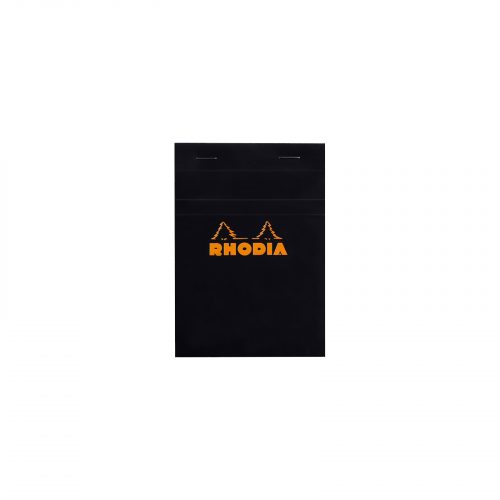The Rhodia A6 No 13 Notepad Squared in Black. This high quality A6 Rhodia pad is the perfect writing companion with its fold away cover. Featuring 80 GSM 5x5 grid paper.