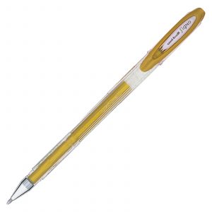 High quality Uni-Ball Signo UM-120NM Rollerball pen in Metallic Gold. Smooth writing gel rollerball pen with Metallic Gold ink. Cap off