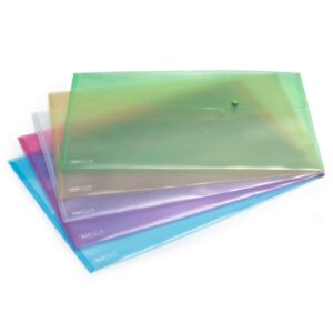 Rapesco ECO Recycled A3 Popper Wallet – Assorted Pastel Transparent- Pack of 5