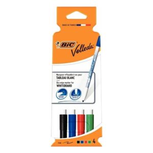 BIC Velleda 1721 Fine Tip Whiteboard Marker Pens – Pack of 4 Assorted (Copy)