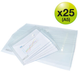 Rapesco ECO Recycled A5 Popper Wallet – Clear – Pack of 25