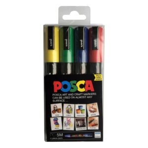 Posca PC-5M 4pc Pack BLU/GRN/RED/YEL