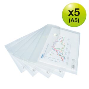 Rapesco ECO Recycled A5 Popper Wallet – Clear – Pack of 5
