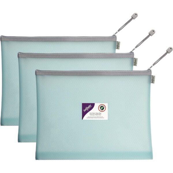 Snopake EVA Pastel Mesh HC Foolscap Zippa Bags – Pack of 3