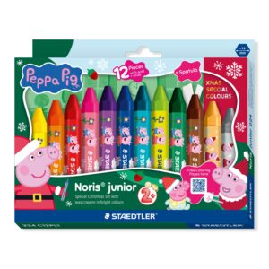 Staedtler 224 C12PL1 Noris Junior Peppa Pig Wax Crayons – Pack of 12 Christmas Colours
