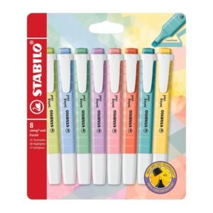 STABILO Swing Cool Pastel Highlighter Pens – Pack of 8 Assorted Colours