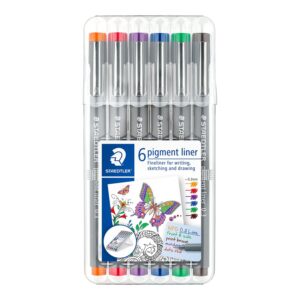 Staedtler 30803-SSB6 Pigment Liner 0.3mm – Pack of 6 Assorted Colours