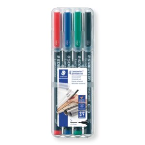 Staedtler 313 WP4 Lumocolor Superfine Permanent Marker Pen – Pack of 4 Assorted Colours