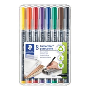 Staedtler 313 WP8 Lumocolor Superfine Permanent Marker Pen – Pack of 8 Assorted Colours