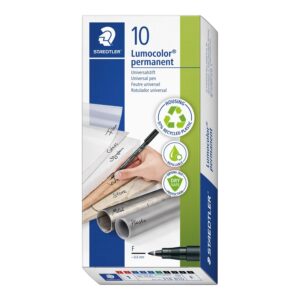 Staedtler 318 B10 Lumocolor Fine Permanent Marker Pen – Box of 10 Assorted Colours