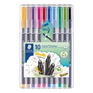 Staedtler 334 SB10 Triplus Fineliner Pens – Pack of 10 Assorted Colours