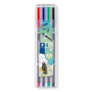 Staedtler 334 SB4 Triplus Fineliner Pens – Pack of 4 Assorted Colours