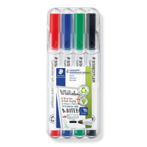 Staedtler 341 WP4 Lumocolor Compact Whiteboard Marker – Pack of 4 Assorted Colours