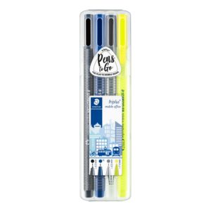 Staedtler 34 SB4 Triplus Mobile Office Set – 4 Assorted Pens