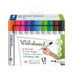 Staedtler 351 C10 Lumocolor Whiteboard Marker Bullet Tip Hangable Box 10 Assd Colours