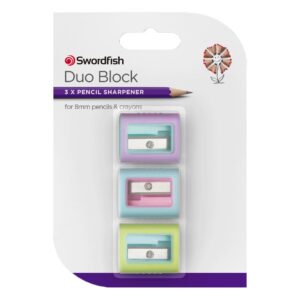 Snopake Duo Block Pencil Sharpeners Assorted – Pack of 3
