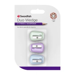 Snopake Duo Wedge Pencil Sharpeners Assorted – Pack of 3
