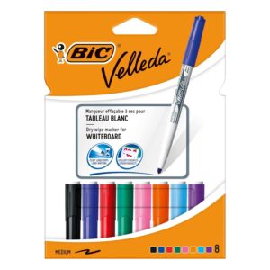BIC Velleda 1741 Medium Tip Whiteboard Marker Pens – Pack of 8 Assorted