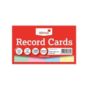 Silvine 5 x 3 Record Cards Ruled with Headline, 100 Cards
