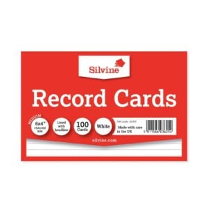 Silvine 6 x 4 Record Cards Ruled with Headline, 100 Cards