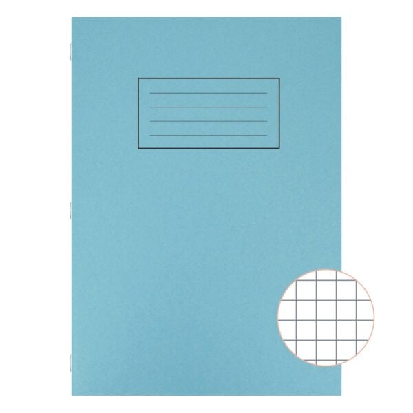 Silvine A4 Exercise Books 7mm Squares, 80 Pages Blue