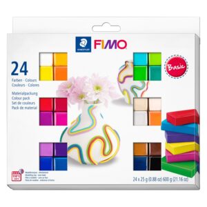 Staedtler 8023 C24-1 FIMO Soft Colour Pack 24 Half Blocks – Basic Colours