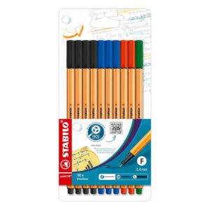 STABILO Point 88 Fineliner Pens – Pack of 10 Office Colours
