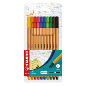 STABILO Point 88 Pastel Fineliner Pens – Pack of 10 Colours V1