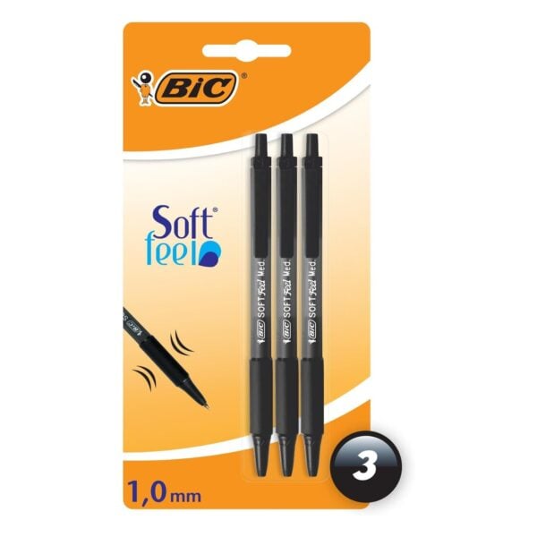 BIC Soft Feel 1.0mm Ballpoint Pens – Pack of 3