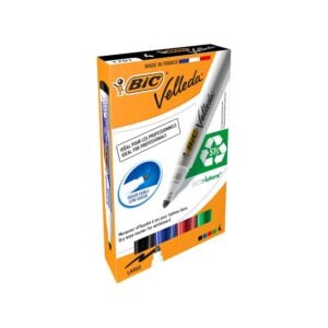 BIC 1701 Velleda Broad Tip Whiteboard Marker Pens 904941 – Pack of 4 Assorted