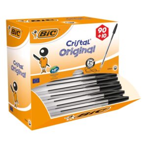 BIC Cristal Original 1.0mm Ballpoint Pens – Box of 100