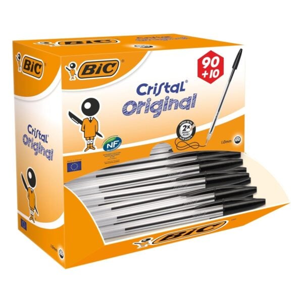 BIC Cristal Original 1.0mm Ballpoint Pens – Box of 100