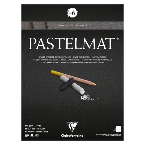 Clairefontaine Pastelmat Pad No. 6 360 gsm, Anthracite 12 Sheets