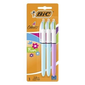 BIC 4 Colours Fashion Ballpoint Multipens 961559 – Pack of 3 Assorted