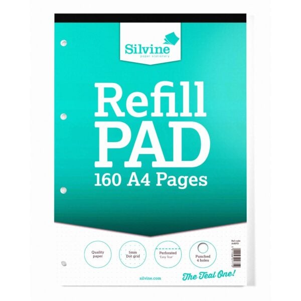 Silvine A4 Dot Grid Refill Pads, 160 Pages