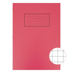 Silvine A4 Exercise Book 10mm Squares, 80 Pages Red