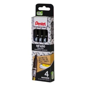 Pentel Extra Fine Permanent Marker Pens YNF450/4-A – Pack of 4 Black