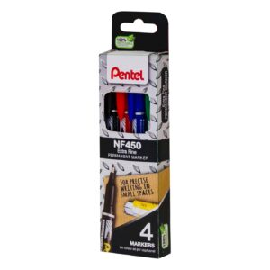 Pentel Extra Fine Permanent Marker Pens YNF450/4 – Pack of 4 Assorted