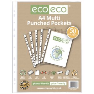 Eco-Eco A4 100% Recycled 45 Micron Punched Pockets