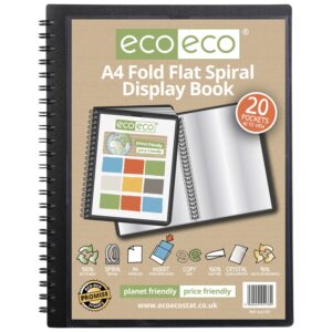 Eco-Eco A4 90% Recycled 20 Pocket Fold Flat Spiral Display Book